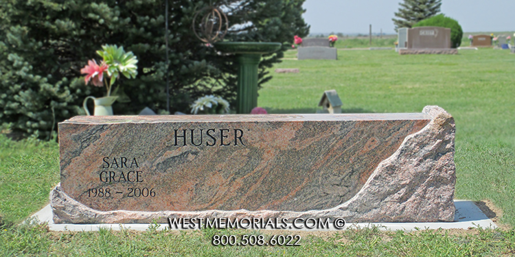 huser pink-gray bench natural headstone family custom companion monument