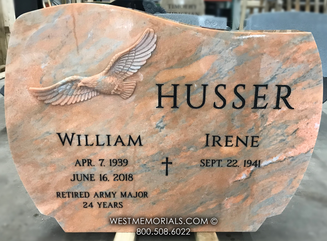 husser eagle veteran soldier monument red marble