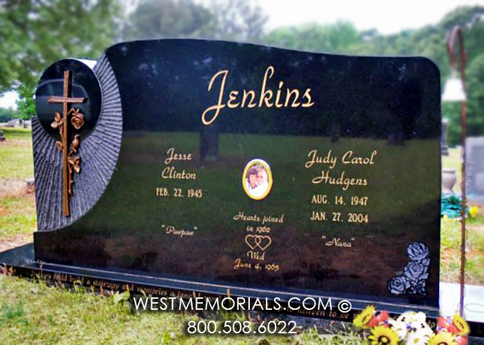 jenkins black bronze cross companion headstone monument