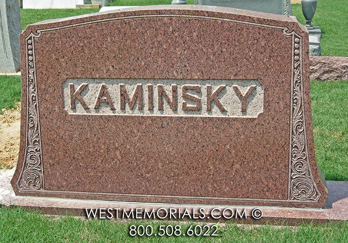 kaminsky brown granite family headstone
