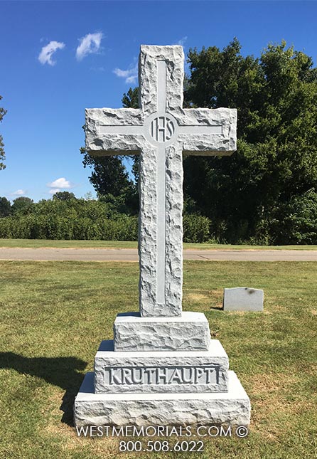 kruthaupt gray granite tall cross family grave monument