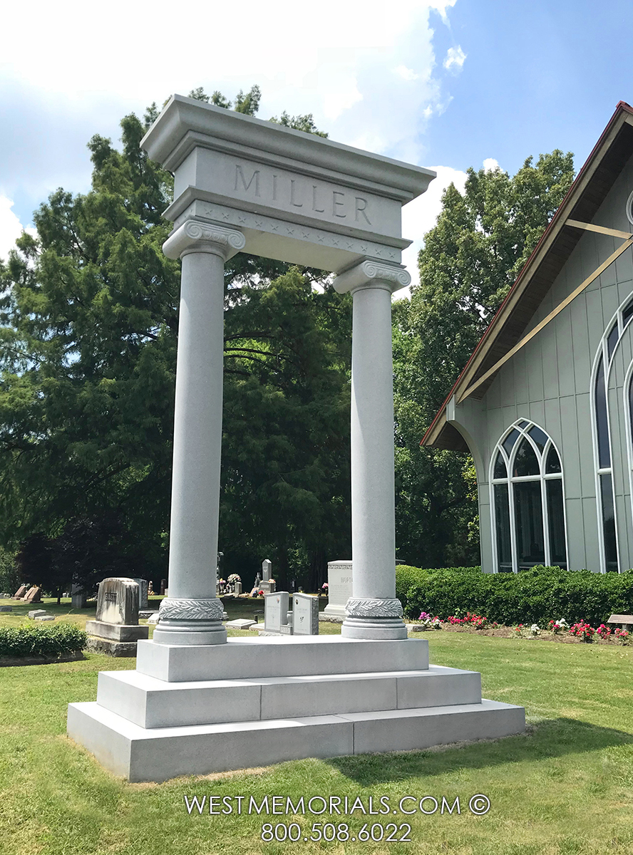miller columns veteran white granite estate monument