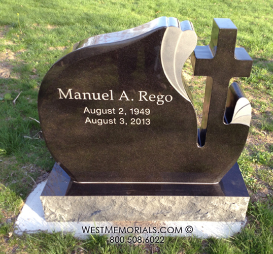 rego black granite cross unique custom headstone