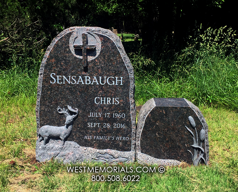 sensabaugh boulder bench deer gravestone