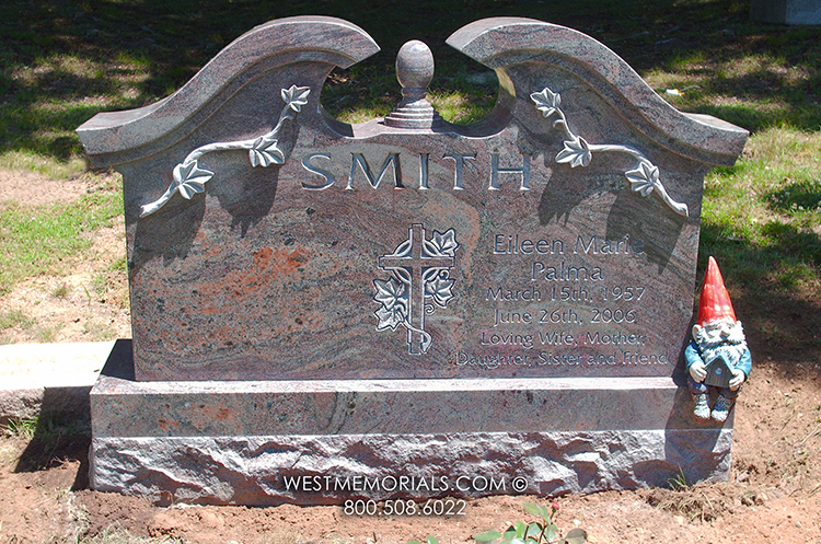 smith custom colorful granite companion headstone