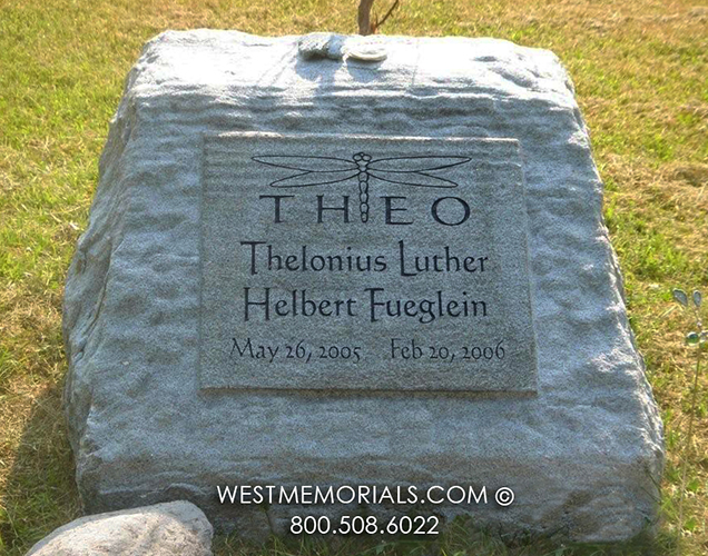 custom gray granite boulder gravestone