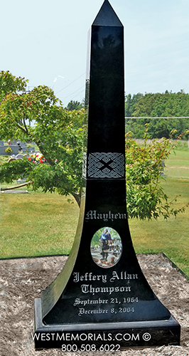 black granite obelisk tall celtic custom monument