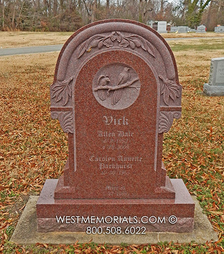 vick headstone red granite flowers bird custom headstone tombstone