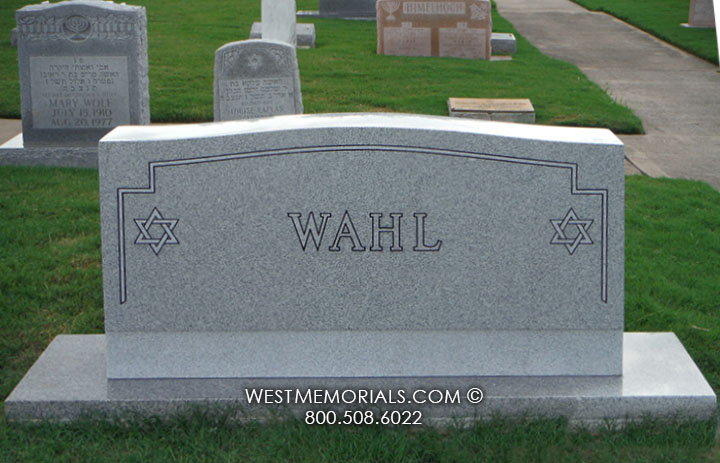 wahl gray granite star of david traditional jewish upright cemetery gravestone