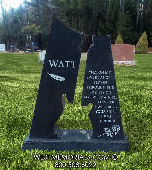 watt granite guitar cut out cemetery monument