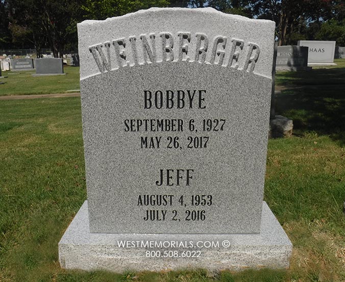 weinberger gray granite companion headstone unique upright tombstone