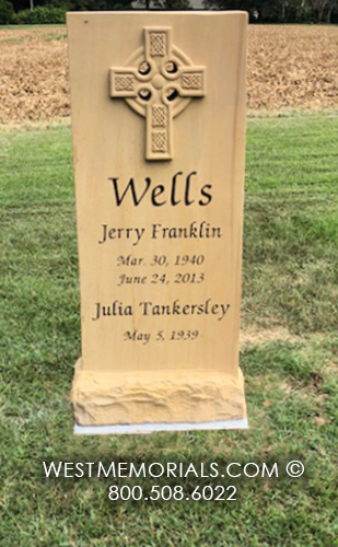 wells celtic cross companion double headstone gravestone for cemetery