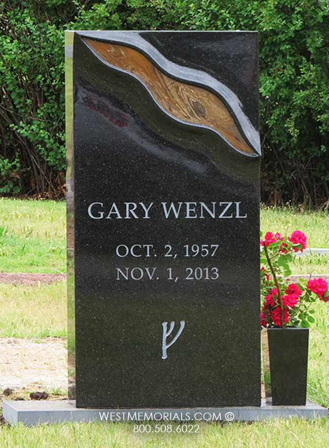 wenzel black granite black gold contemporary modern vertical headstone