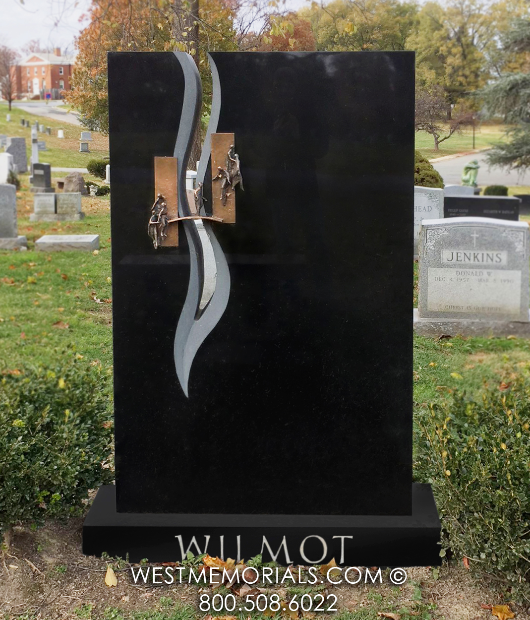 wilmot black granite bronze upright monument