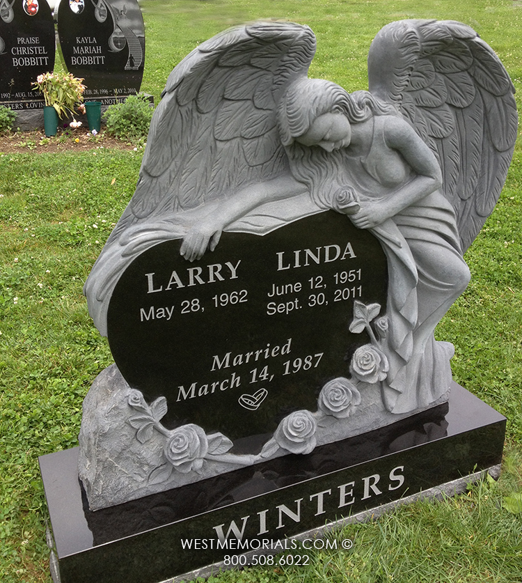 winters angel granite upright custom spouse companion headstone