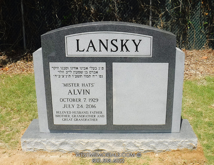 lansky charcoal granite companion double custom headstone