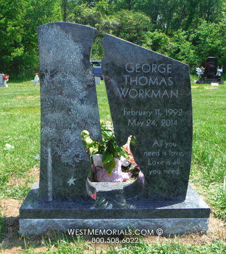 workman custom granite guitar tree music headstone tombstone