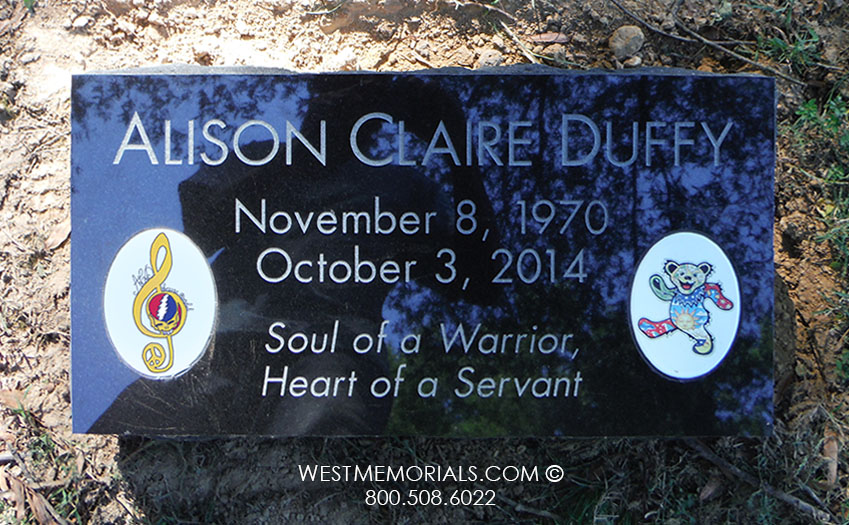 duffy black granite music logo grave marker