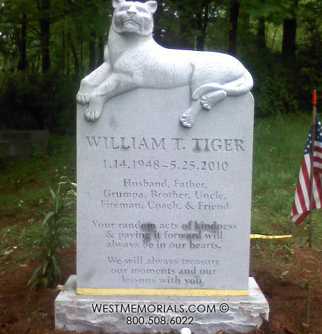 tiger gray granite headstone custom tombstone