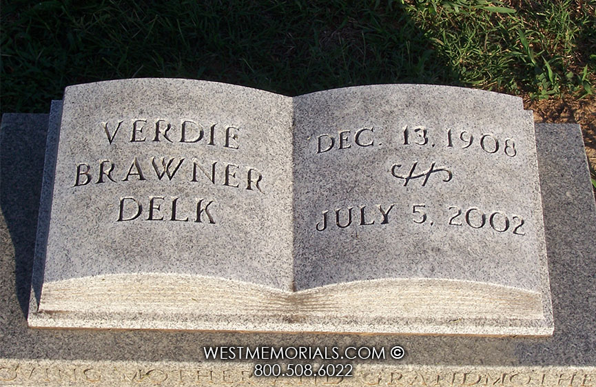 delk raised book bible headstone grave marker