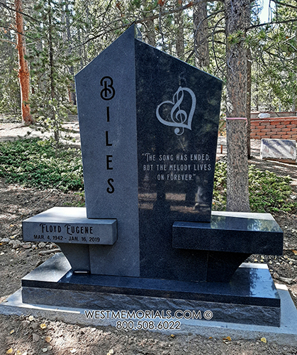 biles granite music headstone monument