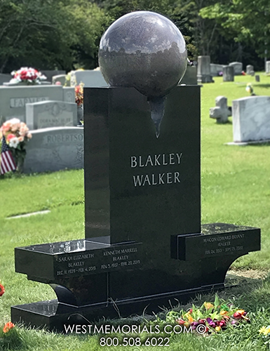 blakely walker black granite companion headstone