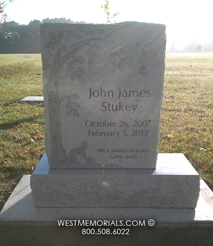 stuckey headstone gray granite child memorial