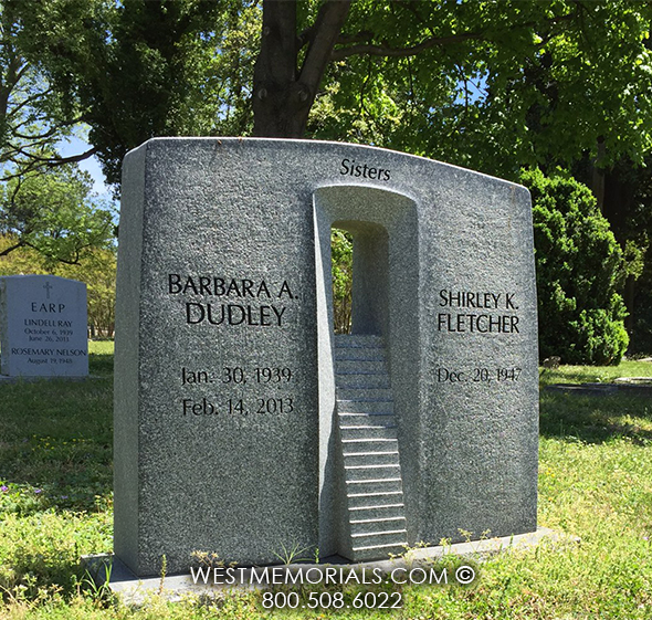 dudley double stairway sisters granite custom headstone