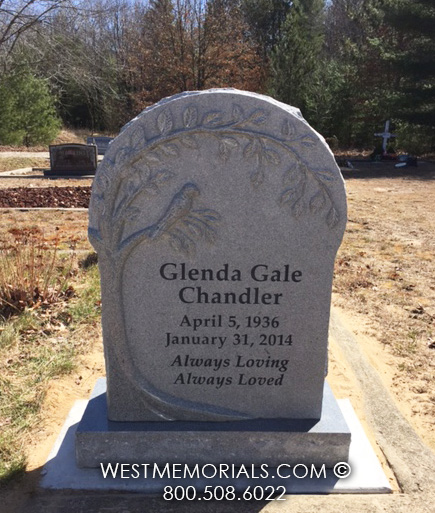 chandler gray granite tree bird custom headstone tombstone