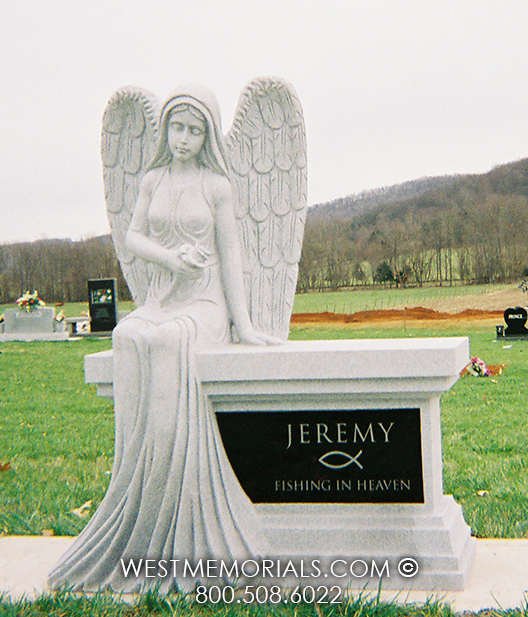 jeremy gray granite headstone bench angel rose religious fish custom headstone