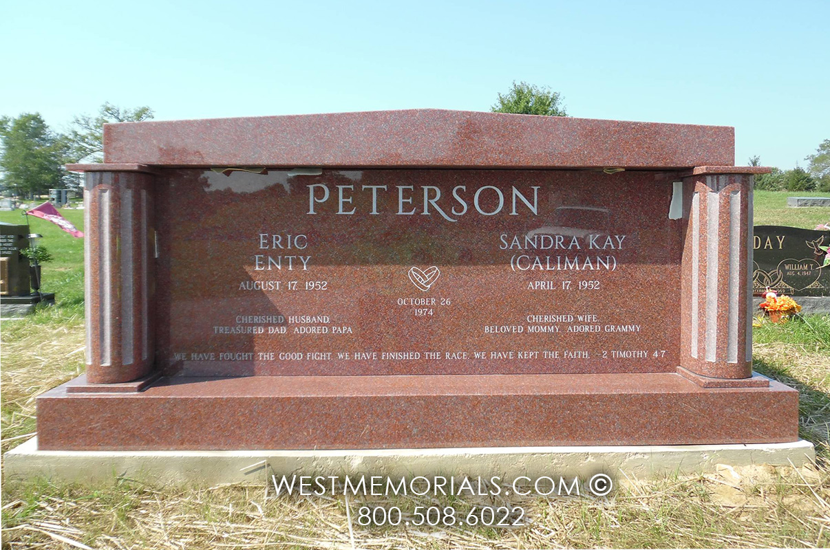 peterson red granite family mausoleum