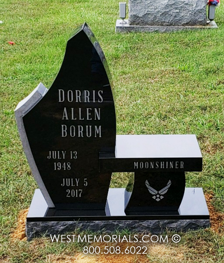 borum black bench modern headstone tombstone