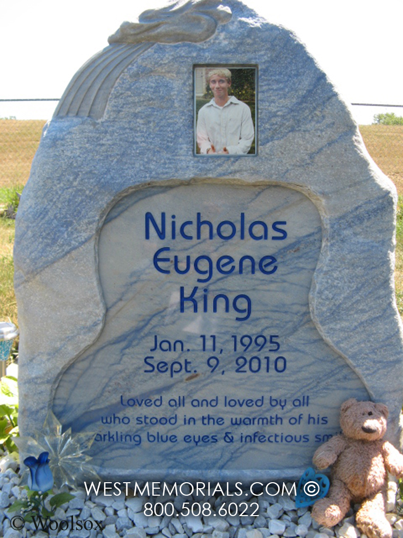 king azul blue granite color headstone for child