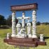 nelson costello jesus crucifixion white granite column family grave monument